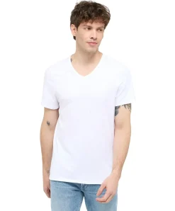 Mustang T-Shirt Amado 2-Pack mit V-Neck in Weiß