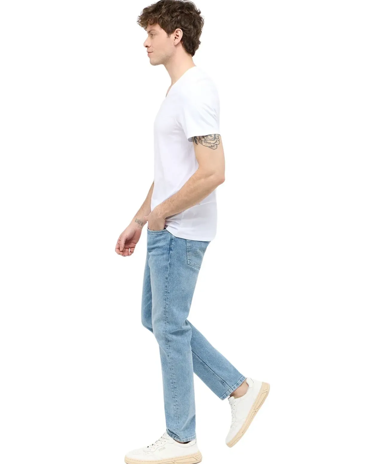 Mustang T-Shirt Amado 2-Pack mit V-Neck in Weiß