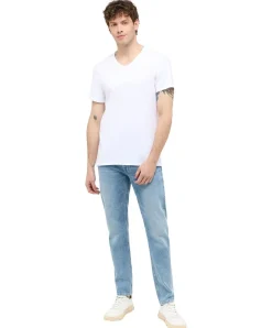 Mustang T-Shirt Amado 2-Pack mit V-Neck in Weiß
