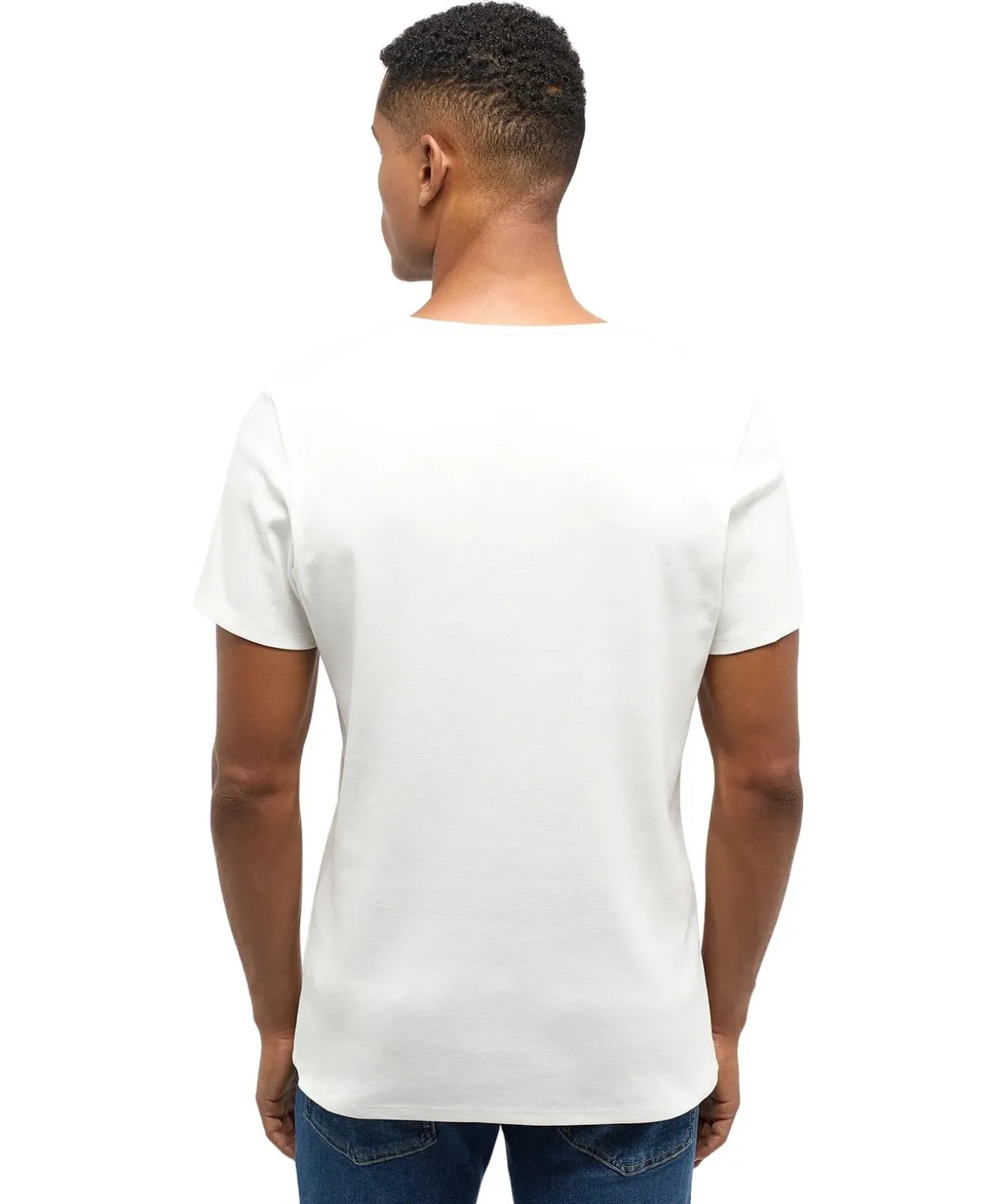 Mustang T-Shirt aus Baumwolle Amado V-Neck in Weiß