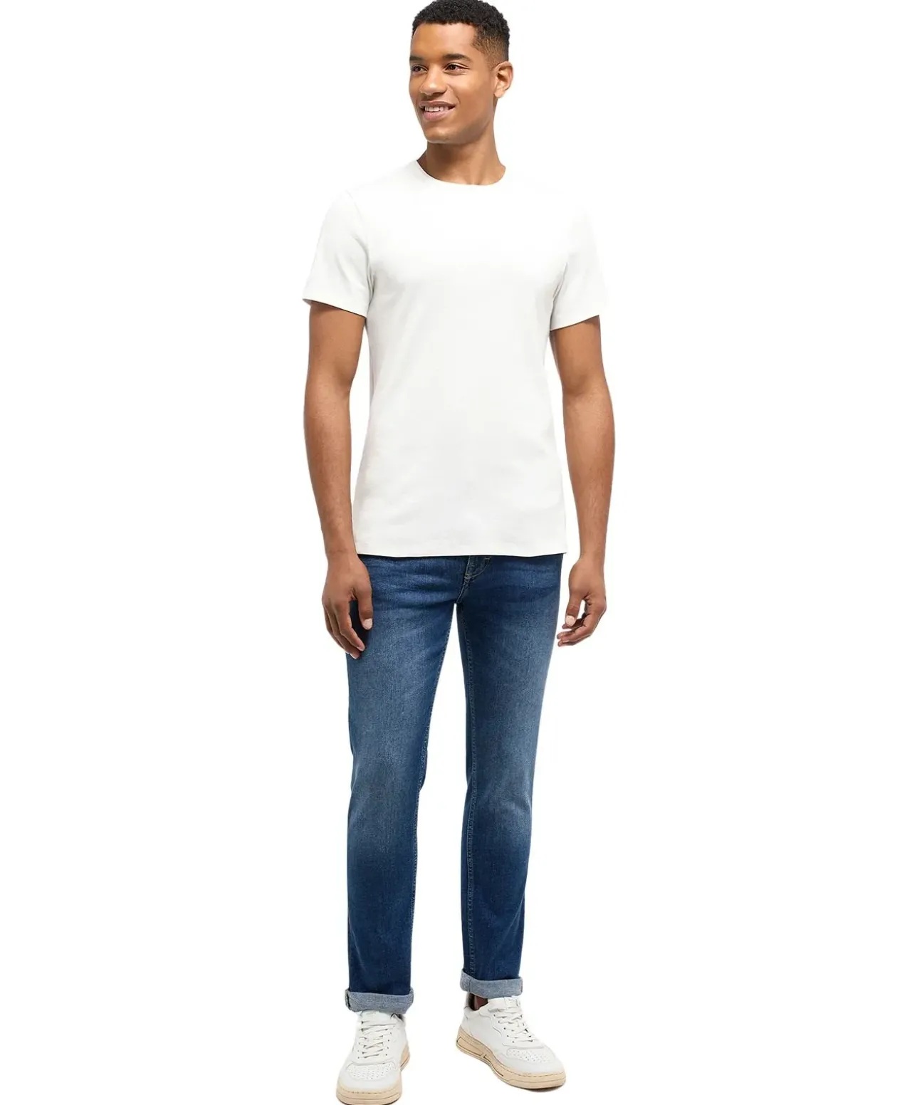 Mustang T-Shirt aus Baumwolle Allen C Basic in Weiß