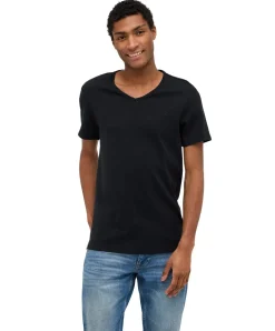 Mustang T-Shirt aus Baumwolle Amado V-Neck in Schwarz
