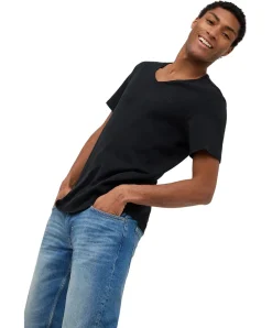 Mustang T-Shirt aus Baumwolle Amado V-Neck in Schwarz