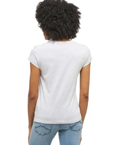 Mustang T-Shirt mit Label-Print Alina C in Hellgrau