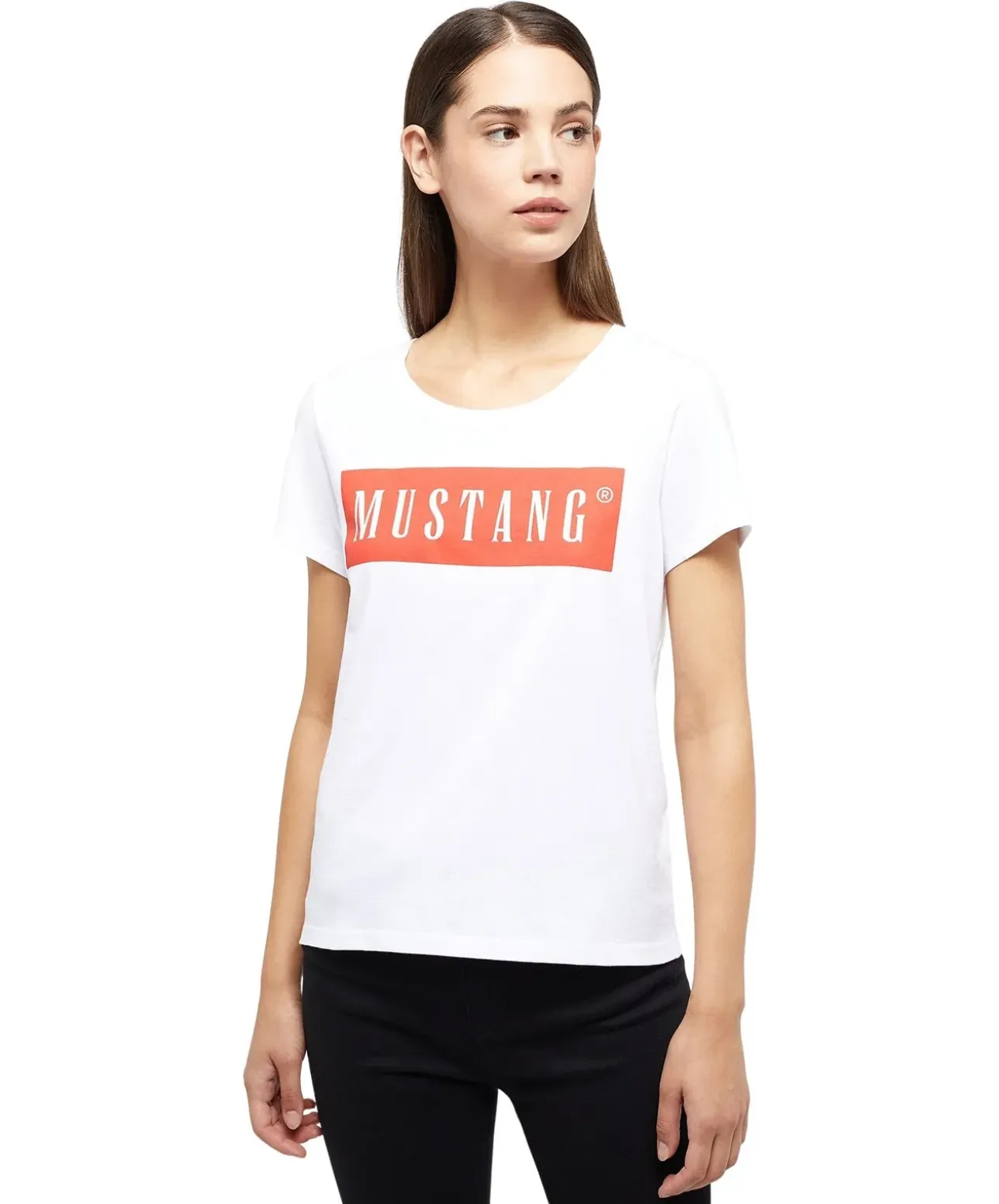 Mustang T-Shirt mit Logo Alma in Weiß