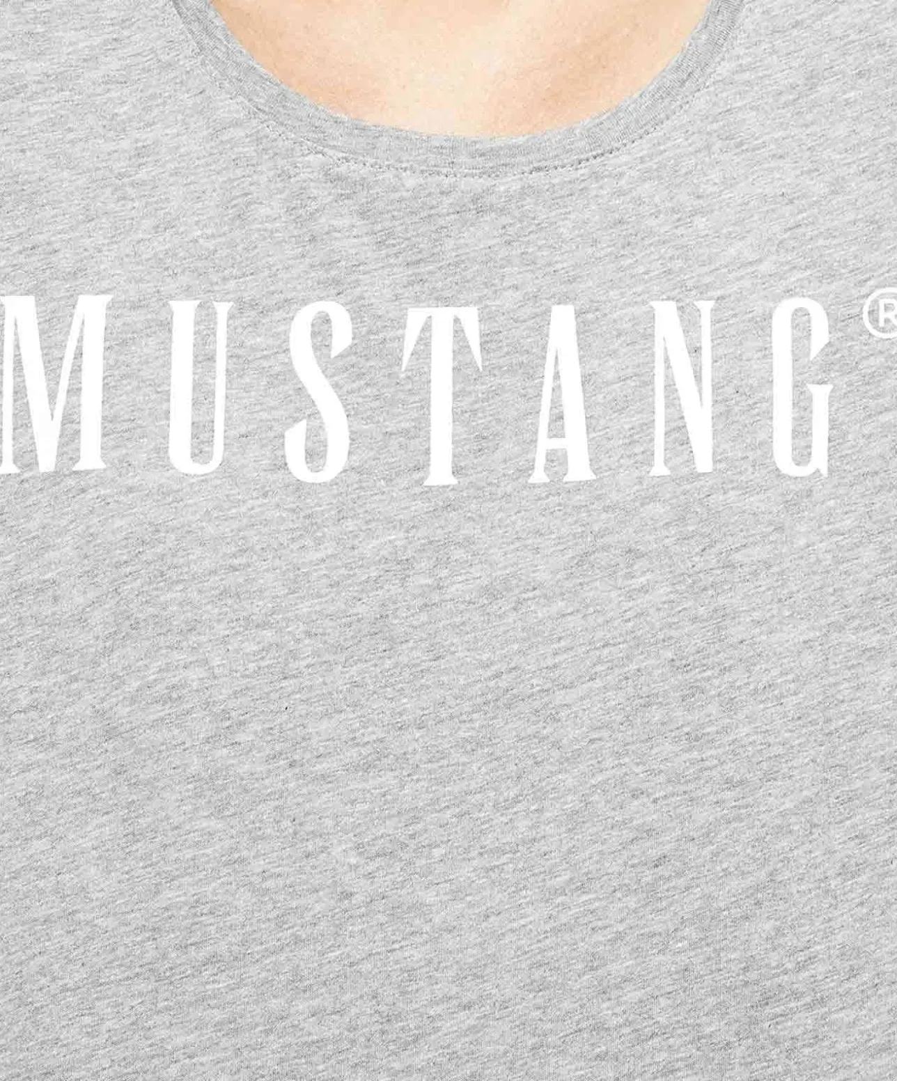 Mustang T-Shirt mit Printlogo Alma in Grau Melange