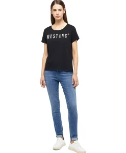 Mustang T-Shirt mit Printlogo Alma in Schwarz