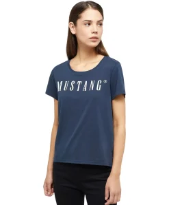 Mustang T-Shirt mit Printlogo Alma in Dunkelblau