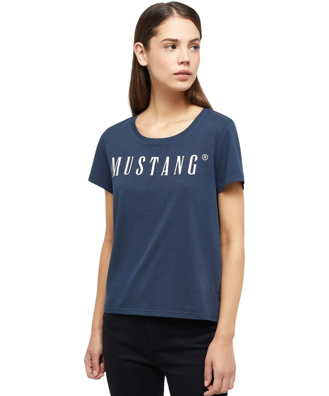 Mustang T-Shirt mit Printlogo Alma in Dunkelblau