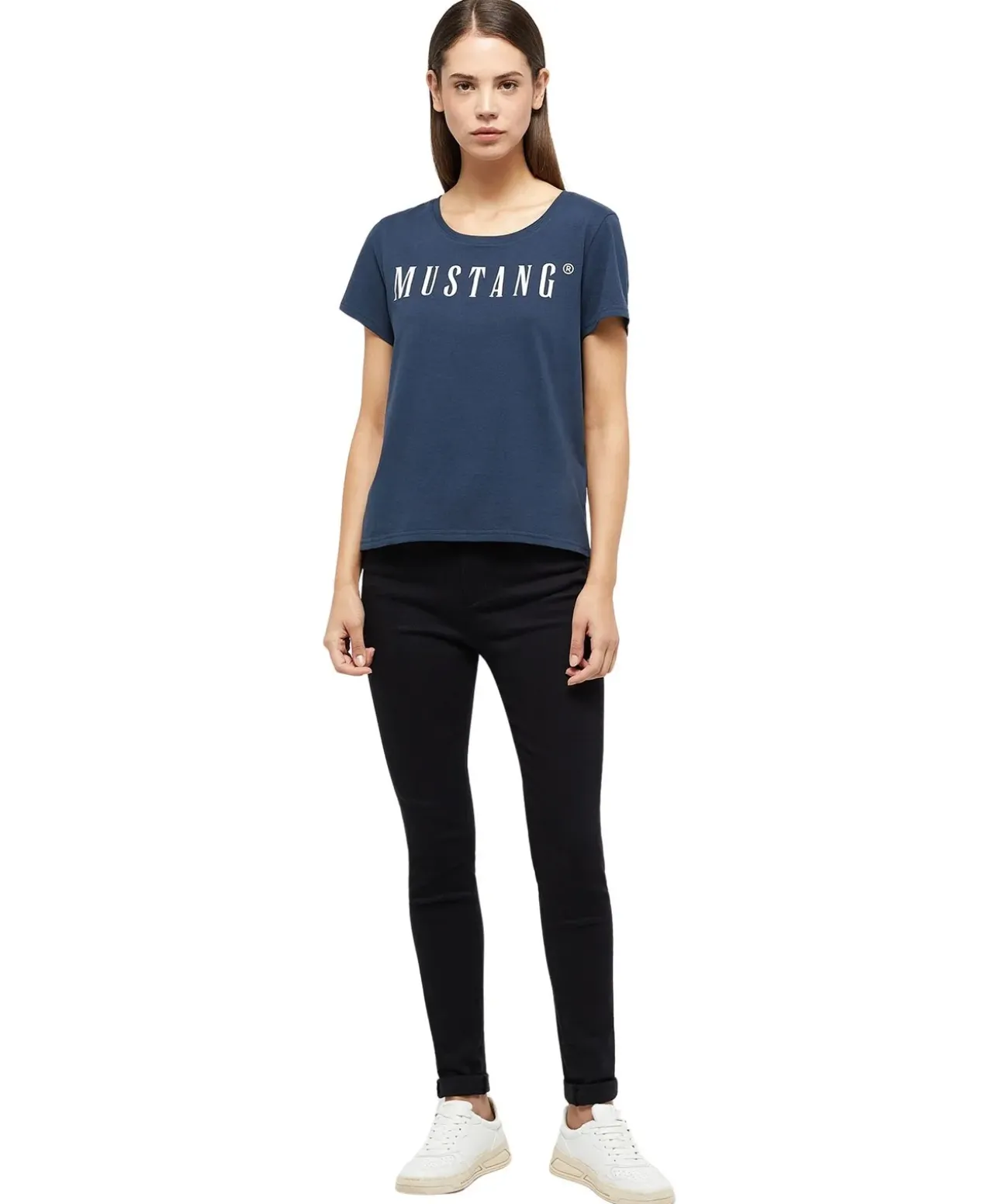 Mustang T-Shirt mit Printlogo Alma in Dunkelblau