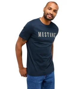 Mustang T-Shirt Print Austin in blauem Carbon