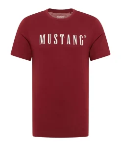 Mustang T-Shirt Print Austin in roter Syrah Färbung
