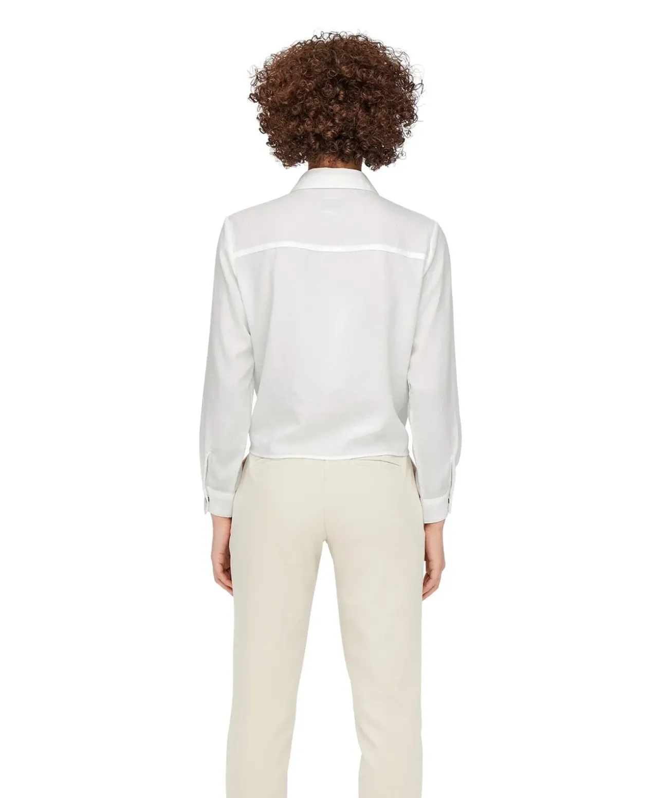 ONLY Hemdbluse Lecey in Weiß mit Knotendetail vorn