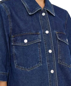 Only Jeansbluse Belle in Indigo mit Taschen
