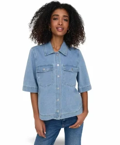 Only Jeansbluse Belle in hellblau mit Brusttaschen