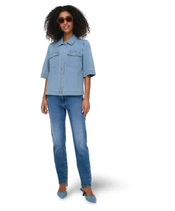Only Jeansbluse Belle in hellblau mit Brusttaschen
