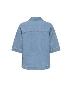 Only Jeansbluse Belle in hellblau mit Brusttaschen