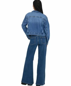 ONLY Jeansjacke Lumi mit Fly-Away Kragen in Mittelblau