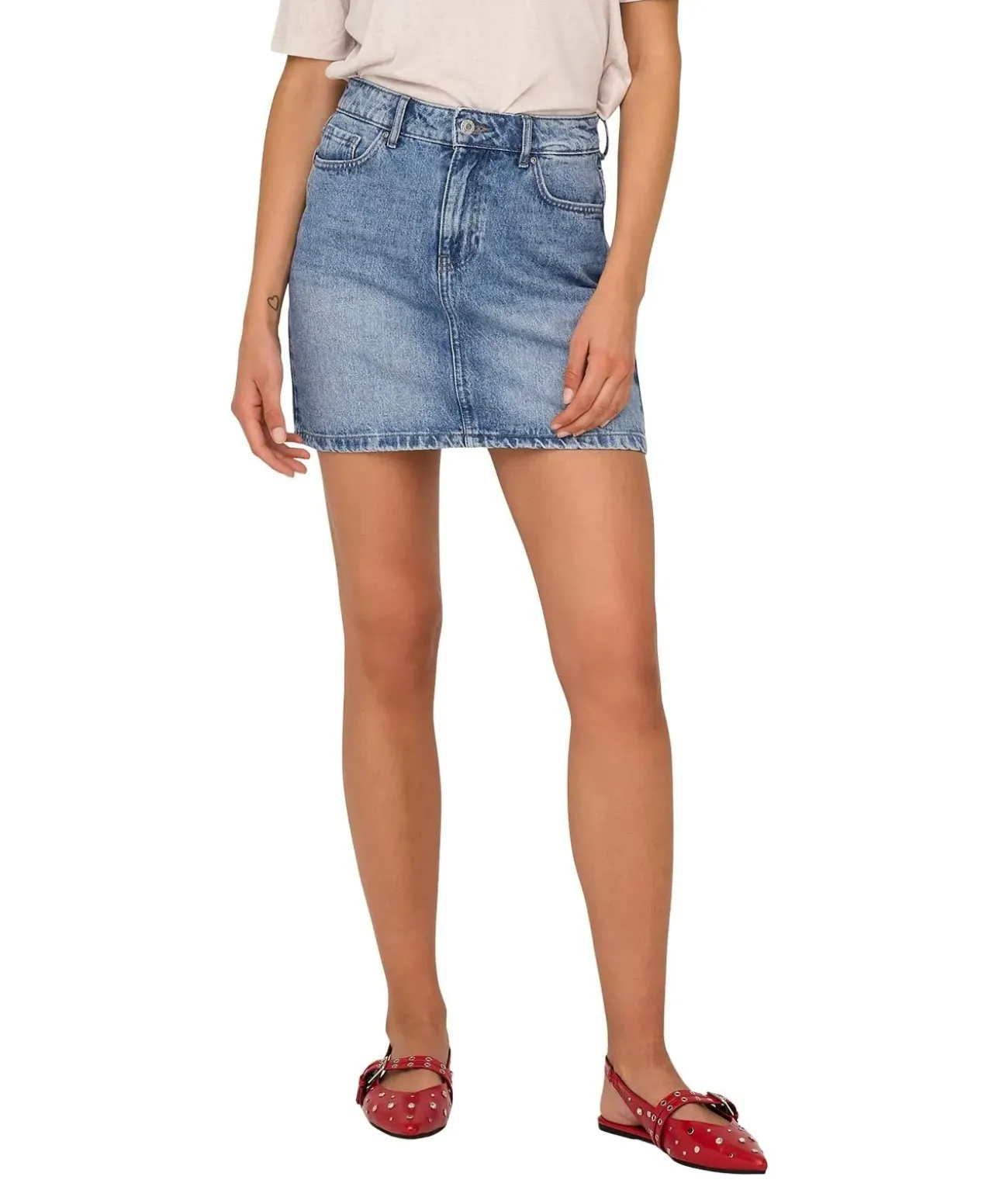 ONLY Jeans-Minirock Stella in Blau mit heller Waschung