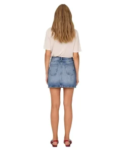 ONLY Jeans-Minirock Stella in Blau mit heller Waschung