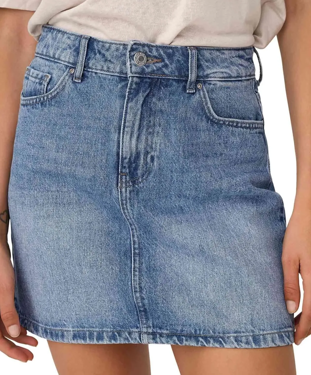ONLY Jeans-Minirock Stella in Blau mit heller Waschung