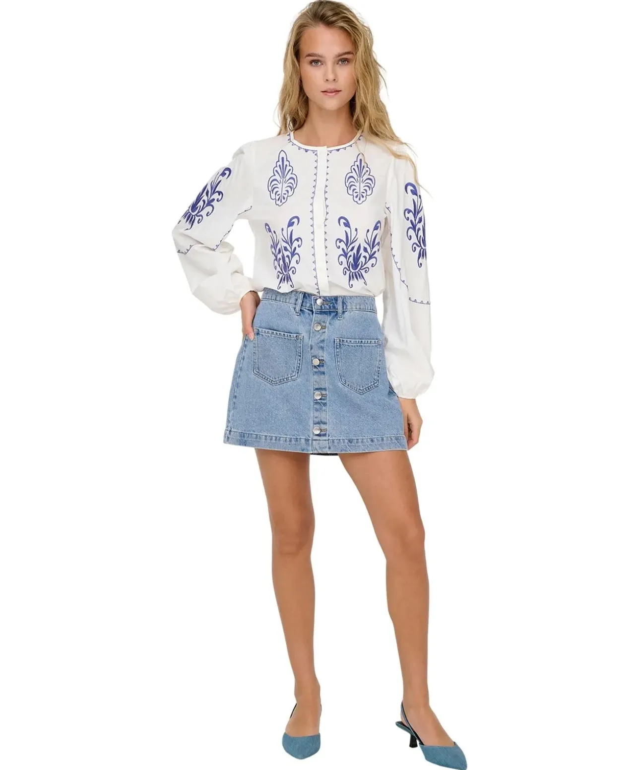 ONLY Jeansrock Amazing in Stone-Waschung mit Knopfleiste