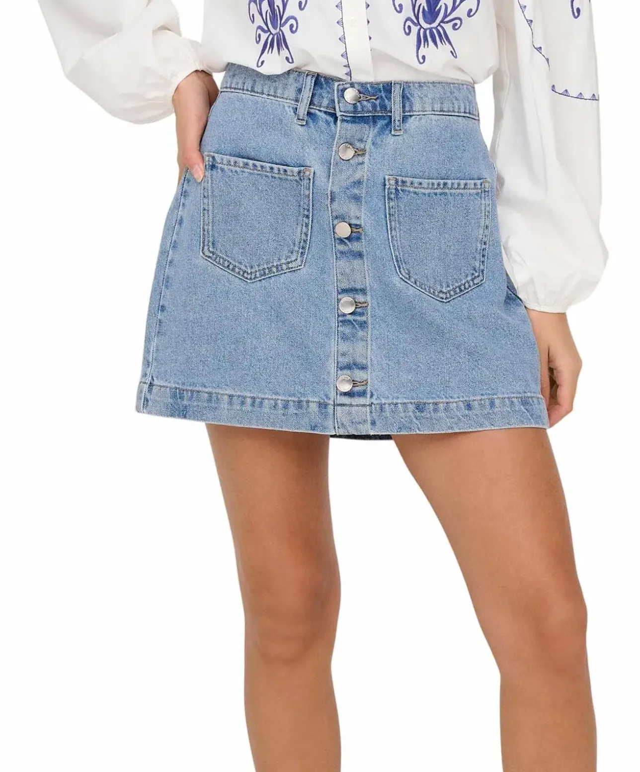 ONLY Jeansrock Amazing in Stone-Waschung mit Knopfleiste