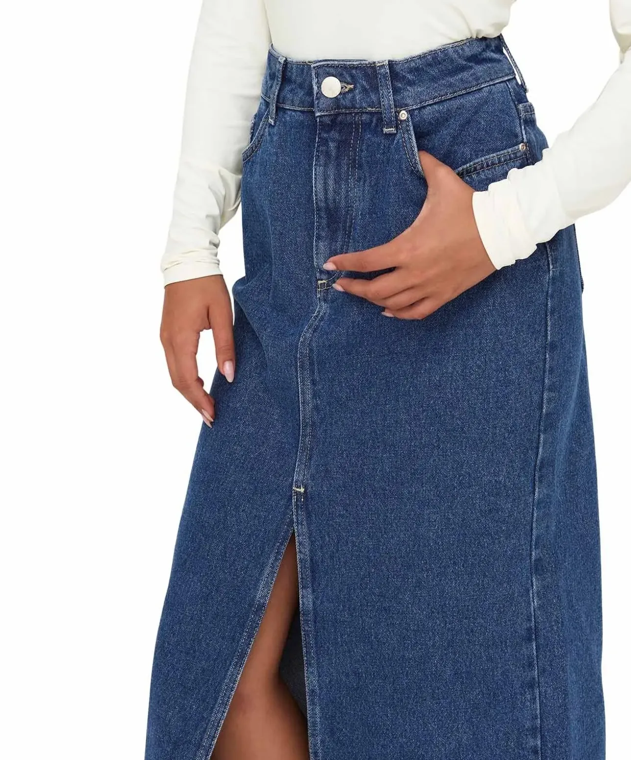 ONLY Jeansrock Bianca in Mittelblau mit Schlitz