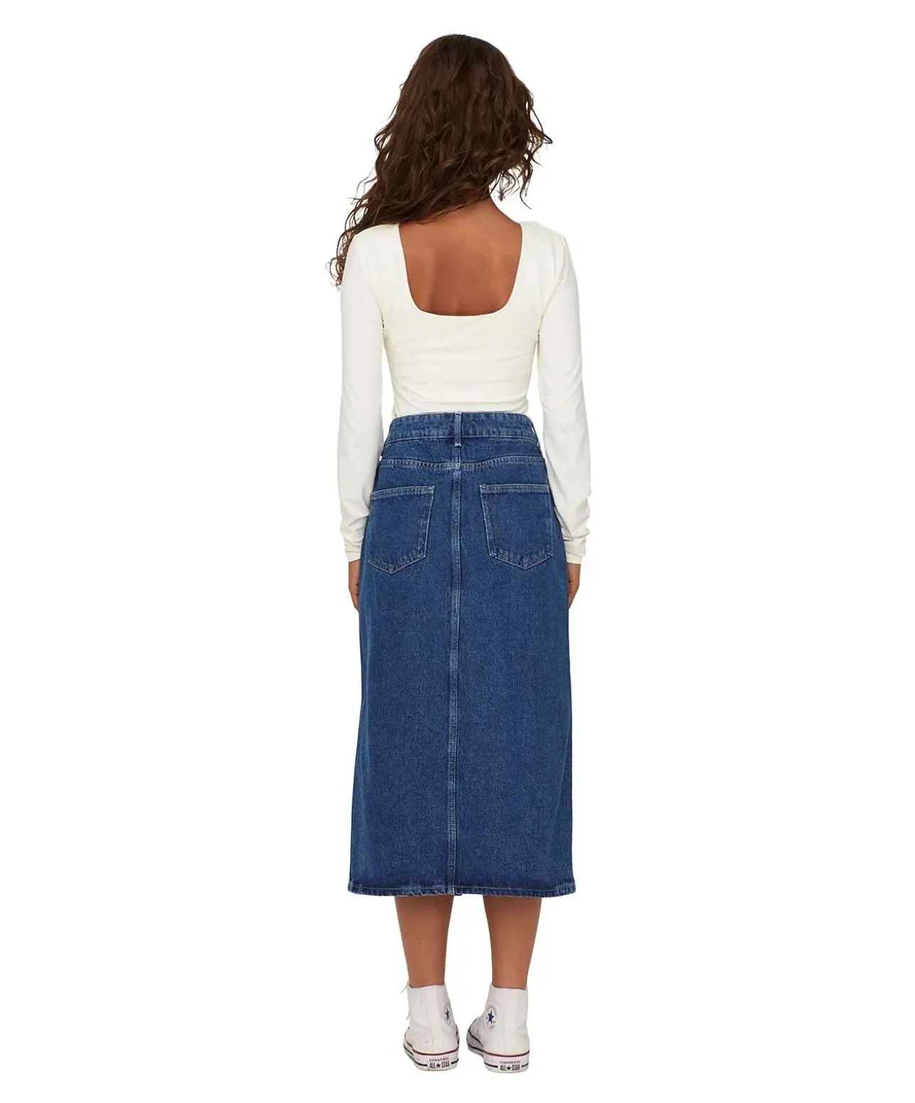ONLY Jeansrock Bianca in Mittelblau mit Schlitz