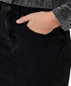 ONLY Jeansrock Bianca in Schwarz mit Schlitz vorne