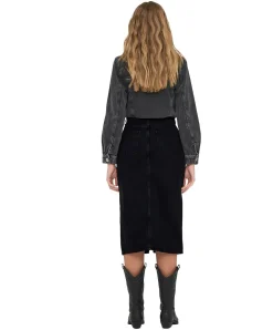 ONLY Jeansrock Bianca in Schwarz mit Schlitz vorne