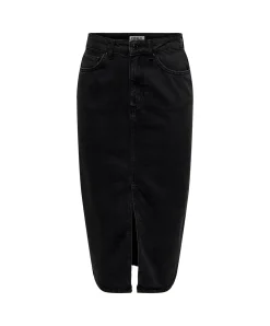 ONLY Jeansrock Bianca in Schwarz mit Schlitz vorne