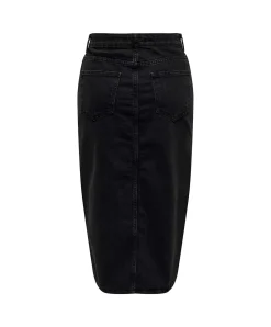 ONLY Jeansrock Bianca in Schwarz mit Schlitz vorne