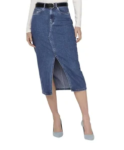 ONLY Jeansrock Siri in Stone-Waschung mit Midi-LĂ€nge