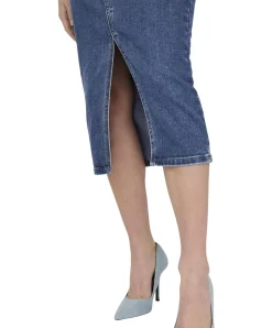ONLY Jeansrock Siri in Stone-Waschung mit Midi-Länge