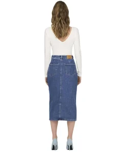 ONLY Jeansrock Siri in Stone-Waschung mit Midi-Länge