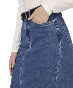 ONLY Jeansrock Siri in Stone-Waschung mit Midi-Länge