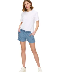 ONLY Jeansshorts Pema in Blau mit Kordelzug
