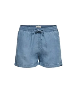 ONLY Jeansshorts Pema in Blau mit Kordelzug