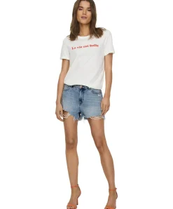 ONLY Jeansshorts Placy in Hellblau mit Rissen