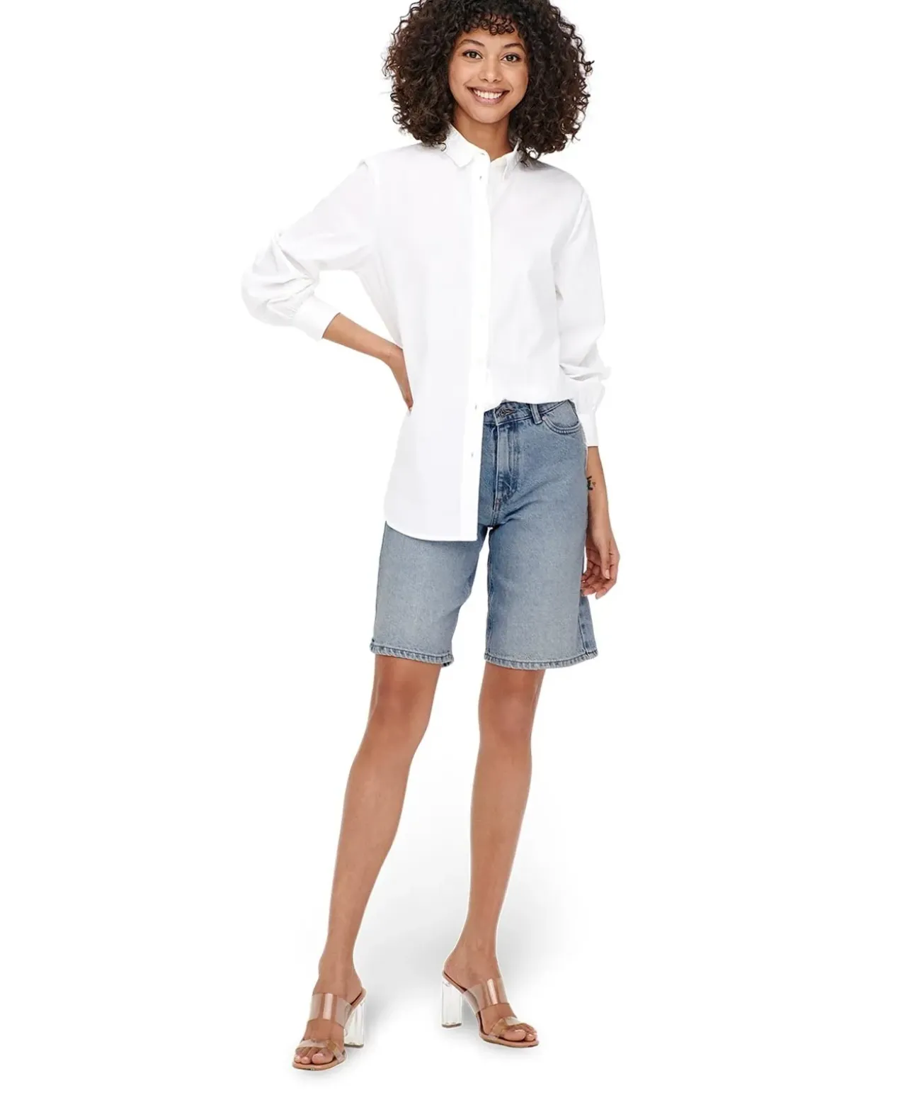 ONLY Jeansshorts Sonny mit hoher Taille in Hellblau