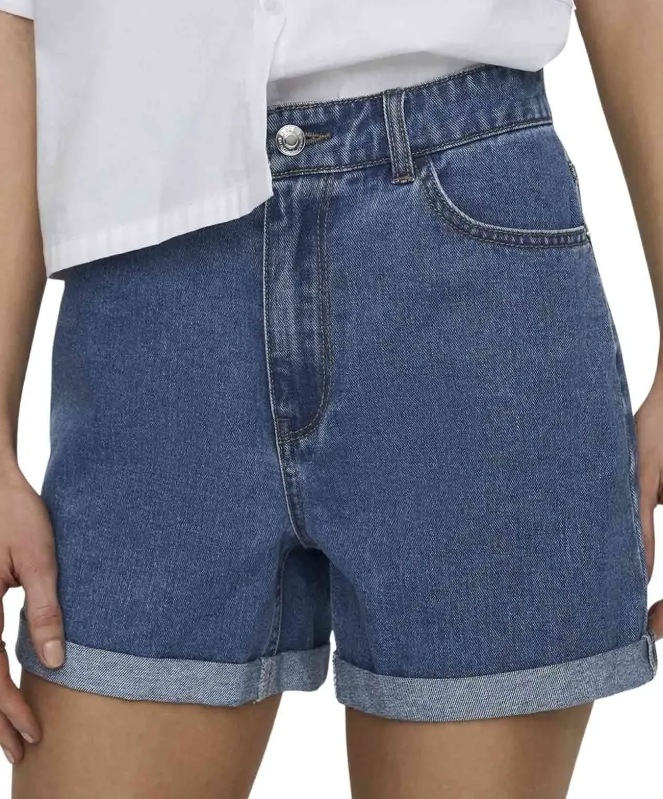 ONLY Jeansshorts Vega in Blau mit hohem Bund