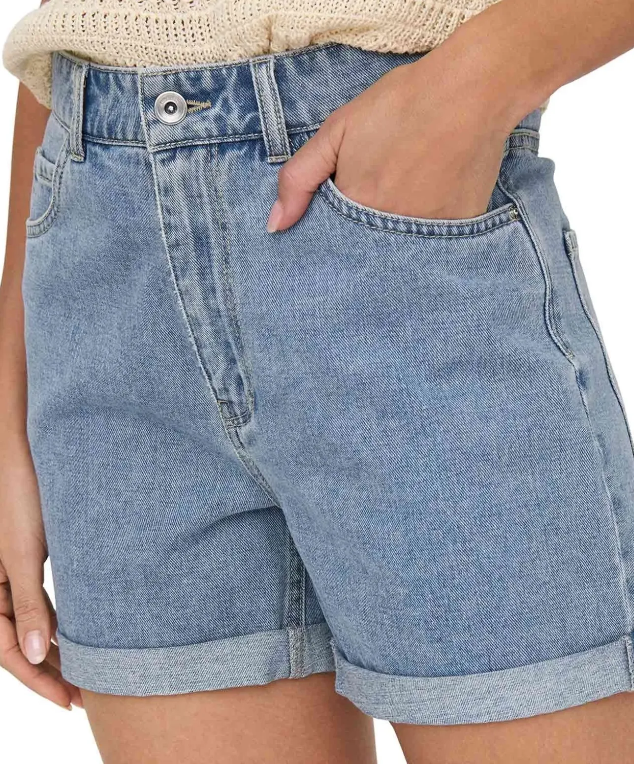 ONLY Jeansshorts Vega mit hoher Taille in Hellblau