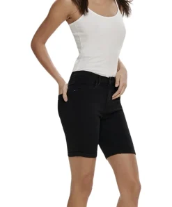 ONLY Rain Jeansshorts lang in Schwarz mit Stretch