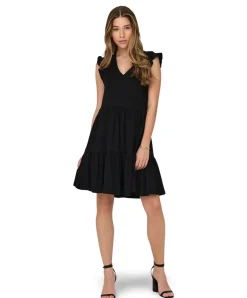 ONLY Sommerkleid May in Schwarz mit Rüschen