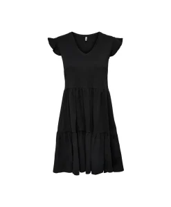 ONLY Sommerkleid May in Schwarz mit Rüschen