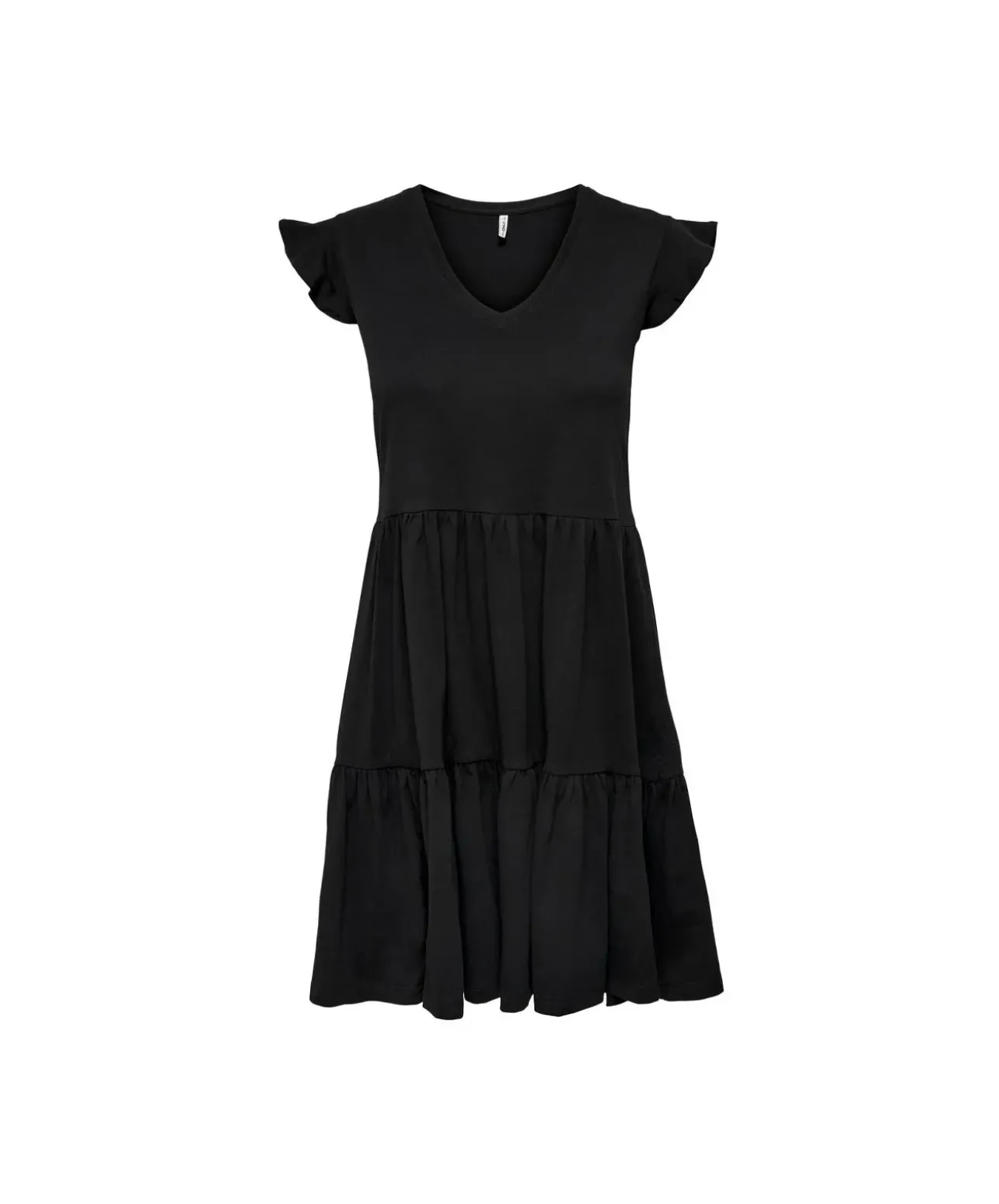 ONLY Sommerkleid May in Schwarz mit Rüschen