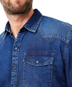 Paddocks Jeanshemd in Indigoblau mit Western-Look
