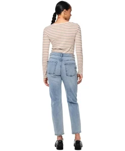 Pieces Bella knöchellange Jeans in Stonewash mit hohem Bund