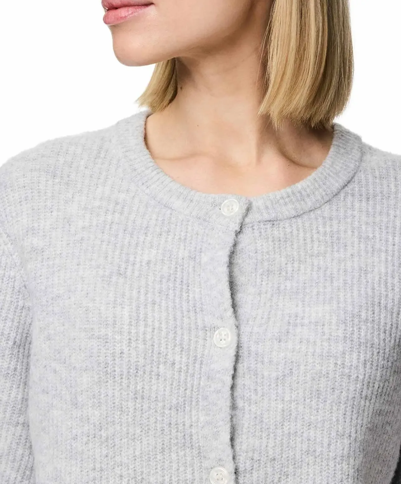 Pieces Cardigan Silly mit Rundhals in Grau